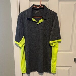 Nike Men’s Dark Gray & Neon Yellow Golf Polo
